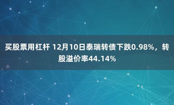 买股票用杠杆 12月10日泰瑞转债下跌0.98%，转股溢价率44.14%