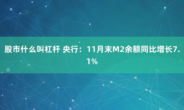 股市什么叫杠杆 央行：11月末M2余额同比增长7.1%