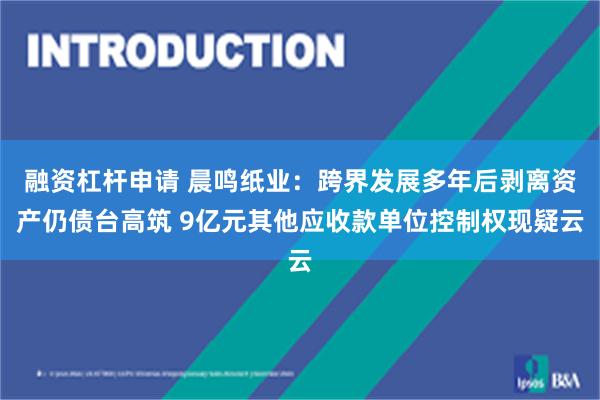 融资杠杆申请 晨鸣纸业：跨界发展多年后剥离资产仍债台高筑 9亿元其他应收款单位控制权现疑云