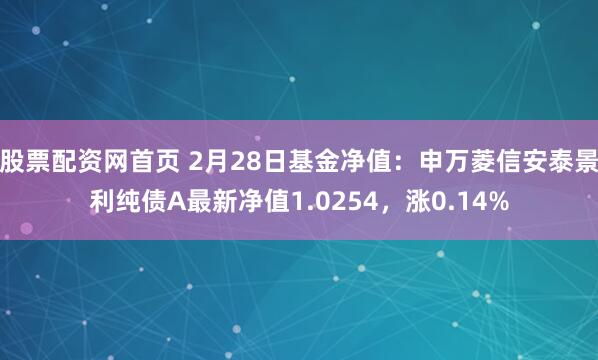 股票配资网首页 2月28日基金净值：申万菱信安泰景利纯债A最新净值1.0254，涨0.14%