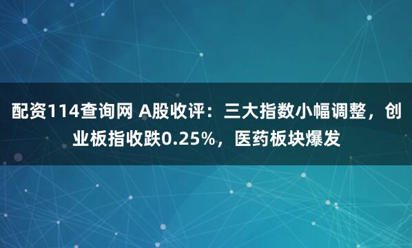 配资114查询网 A股收评：三大指数小幅调整，创业板指收跌0.25%，医药板块爆发